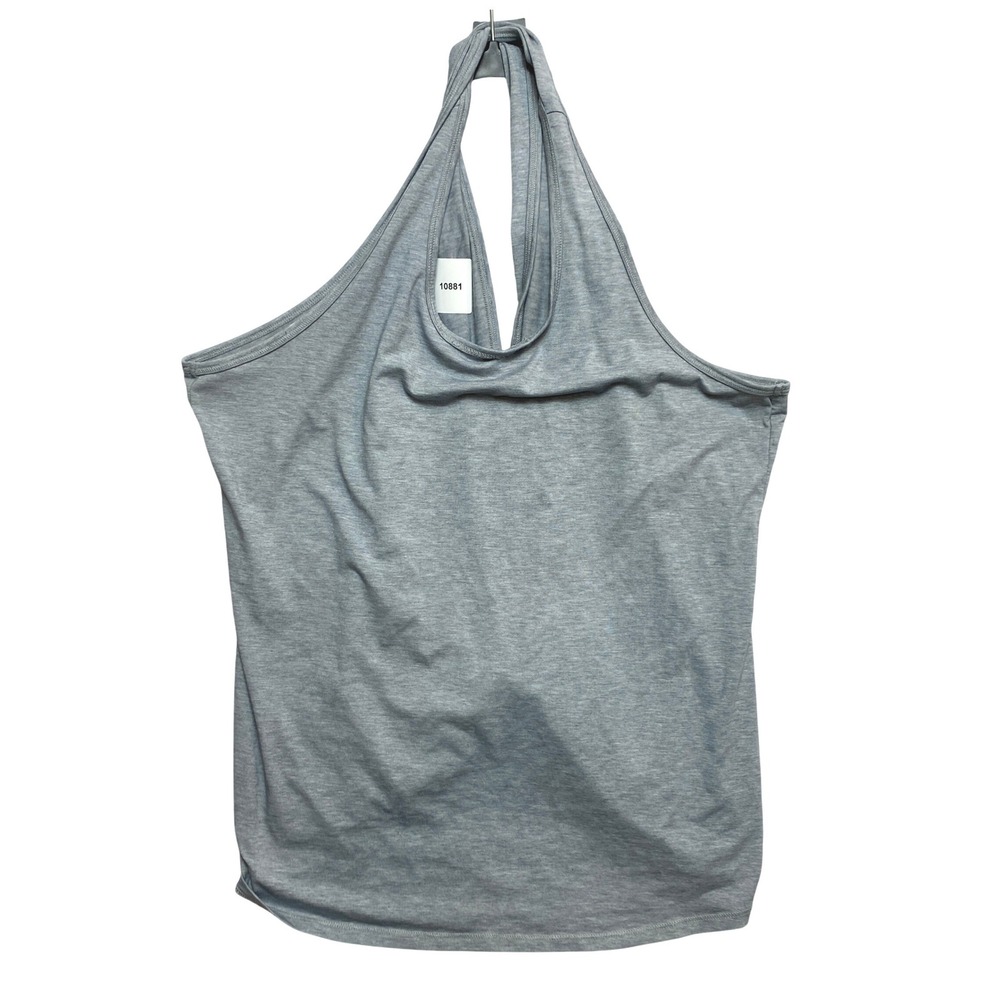 Athleta Halter Tank Top Womens Medium Gray Open Back Twist Knot Activewear
